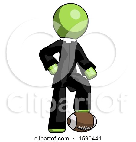 Green Clergy Man Standing with Foot on Football by Leo Blanchette