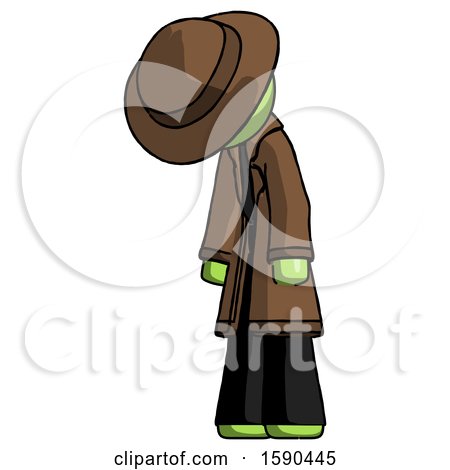 Green Detective Man Depressed with Head down Turned Left by Leo Blanchette