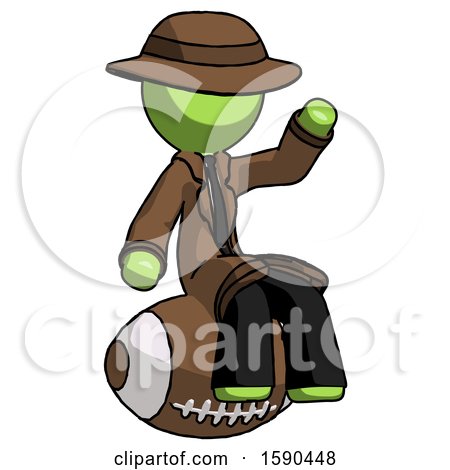 Green Detective Man Sitting on Giant Football by Leo Blanchette