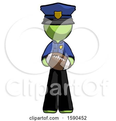 Green Police Man Giving Football to You by Leo Blanchette