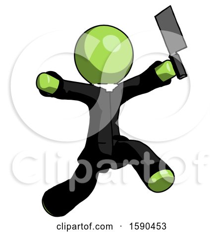 Green Clergy Man Psycho Running with Meat Cleaver by Leo Blanchette