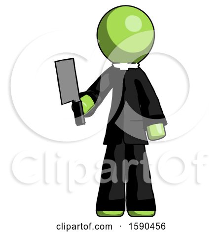 Green Clergy Man Holding Meat Cleaver by Leo Blanchette