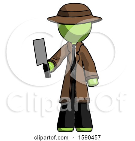 Green Detective Man Holding Meat Cleaver by Leo Blanchette