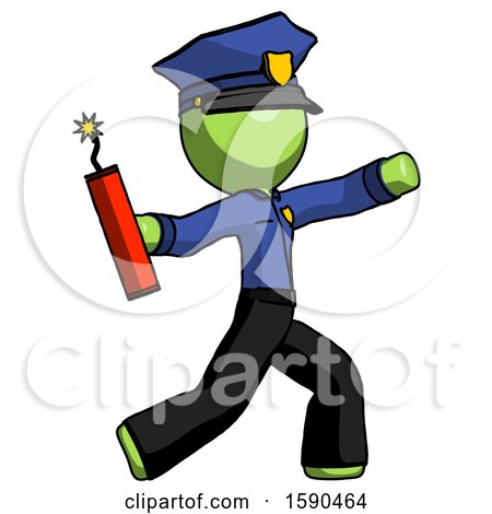Green Police Man Throwing Dynamite by Leo Blanchette