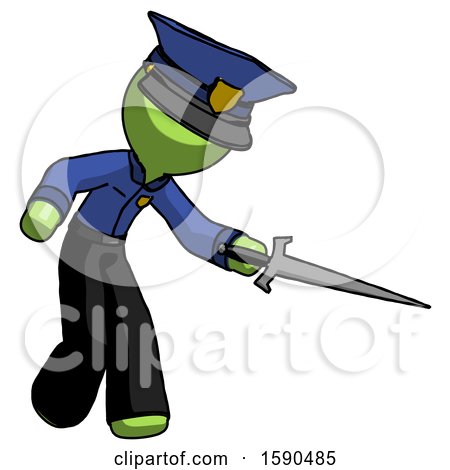 Green Police Man Sword Pose Stabbing or Jabbing by Leo Blanchette