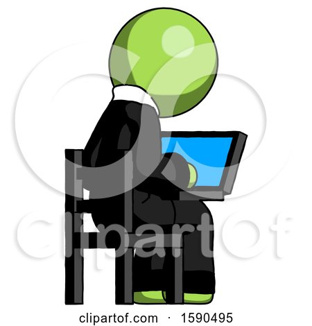 Green Clergy Man Using Laptop Computer While Sitting in Chair View from Back by Leo Blanchette