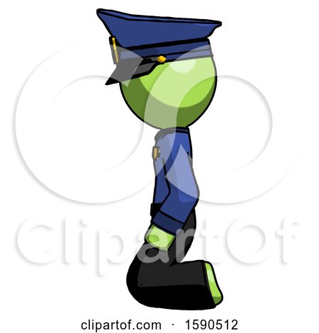 Green Police Man Kneeling Left by Leo Blanchette