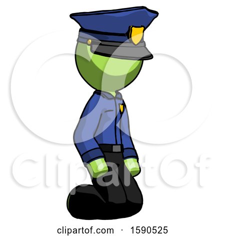 Green Police Man Kneeling Angle View Right by Leo Blanchette