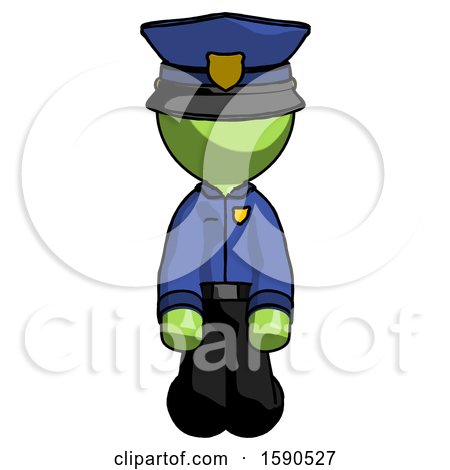 Green Police Man Kneeling Front Pose by Leo Blanchette