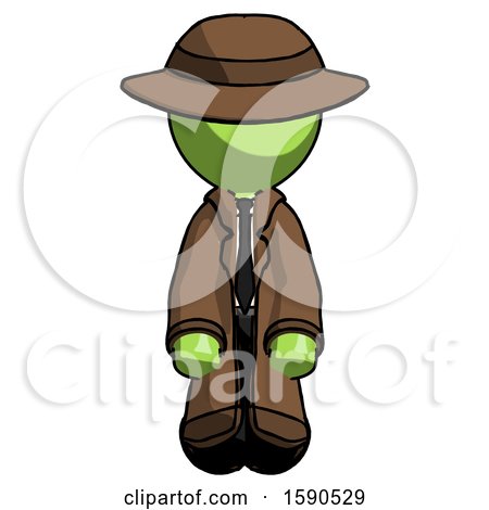 Green Detective Man Kneeling Front Pose by Leo Blanchette
