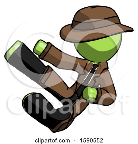 Green Detective Man Flying Ninja Kick Left by Leo Blanchette