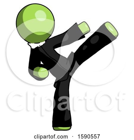 Green Clergy Man Ninja Kick Right by Leo Blanchette