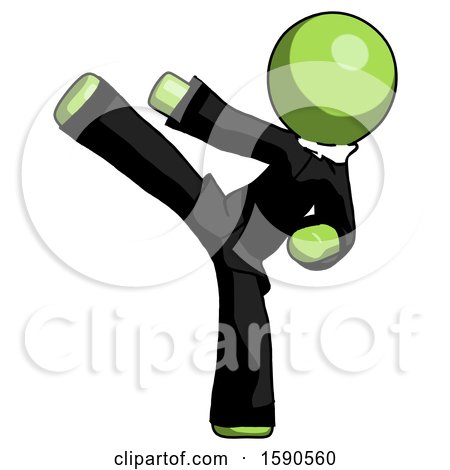 Green Clergy Man Ninja Kick Left by Leo Blanchette