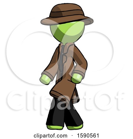 Green Detective Man Man Walking Turned Left Front View by Leo Blanchette