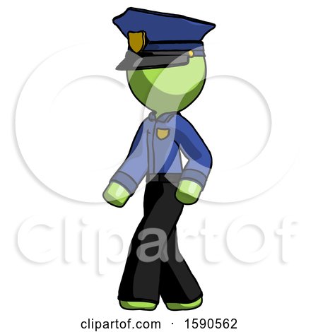 Green Police Man Man Walking Turned Left Front View by Leo Blanchette