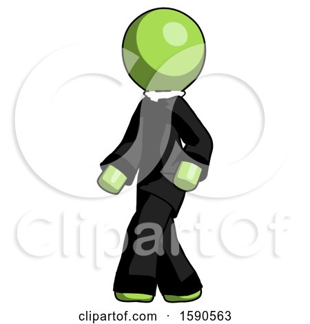 Green Clergy Man Man Walking Turned Left Front View by Leo Blanchette