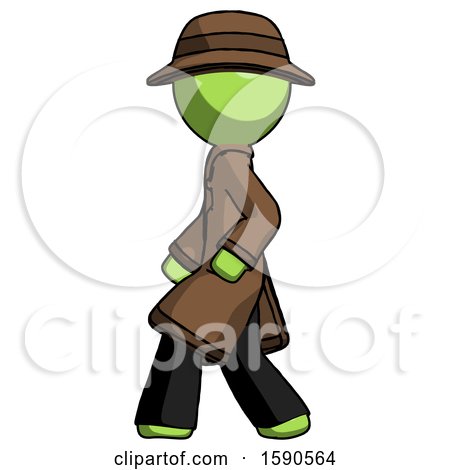 Green Detective Man Walking Left Side View by Leo Blanchette