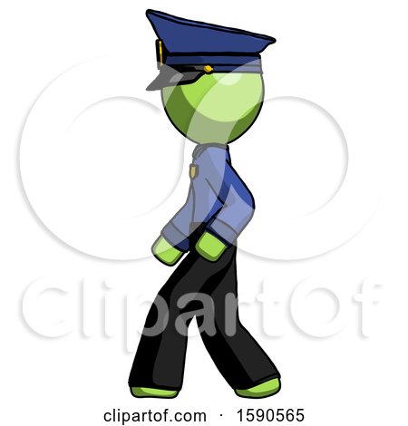 Green Police Man Walking Left Side View by Leo Blanchette