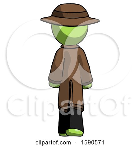 Green Detective Man Walking Away, Back View by Leo Blanchette