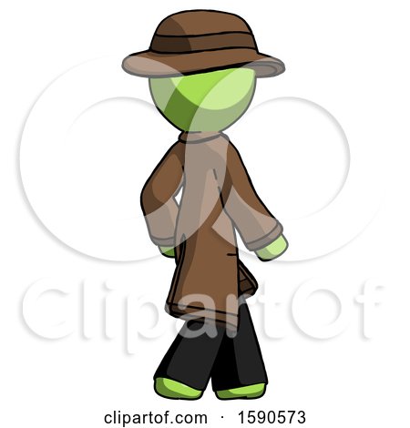 Green Detective Man Walking Away Direction Right View by Leo Blanchette