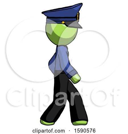 Green Police Man Walking Right Side View by Leo Blanchette