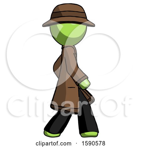Green Detective Man Walking Right Side View by Leo Blanchette