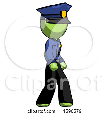 Green Police Man Walking Turned Right Front View by Leo Blanchette