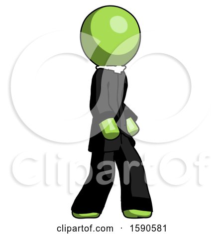 Green Clergy Man Walking Turned Right Front View by Leo Blanchette
