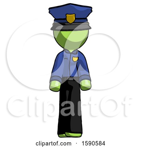 Green Police Man Walking Front View by Leo Blanchette