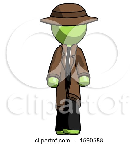 Green Detective Man Walking Front View by Leo Blanchette