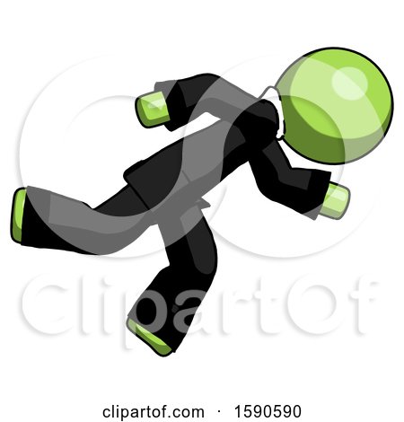 Green Clergy Man Running While Falling down by Leo Blanchette