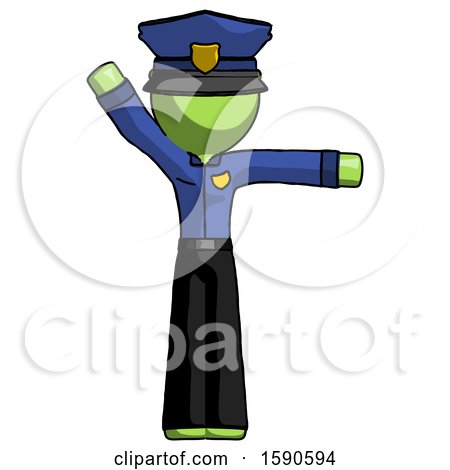 Green Police Man Directing Traffic Right by Leo Blanchette