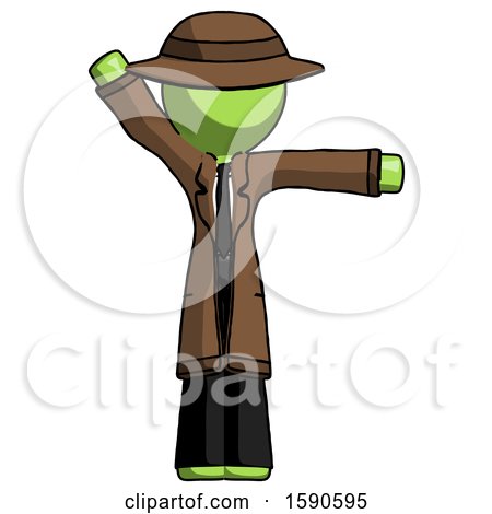 Green Detective Man Directing Traffic Right by Leo Blanchette