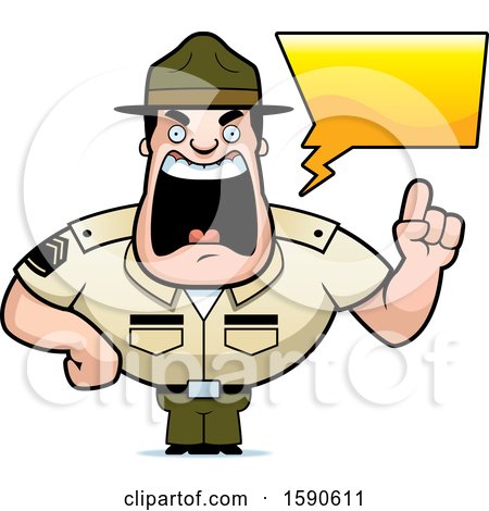 Clipart of a Cartoon Male Drill Sergeant Holding up a Finger and Yelling - Royalty Free Vector Illustration by Cory Thoman