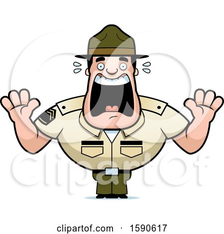 Clipart of a Cartoon Scared Male Drill Sergeant - Royalty Free Vector Illustration by Cory Thoman