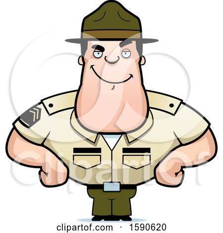 Clipart of a Cartoon Confident Male Drill Sergeant - Royalty Free Vector Illustration by Cory Thoman