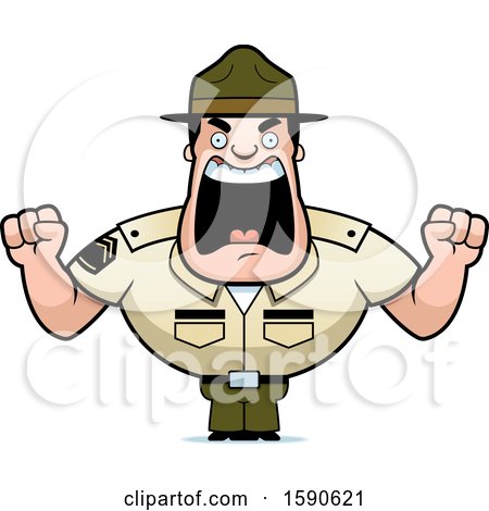 Clipart of a Cartoon Angry Male Drill Sergeant - Royalty Free Vector Illustration by Cory Thoman