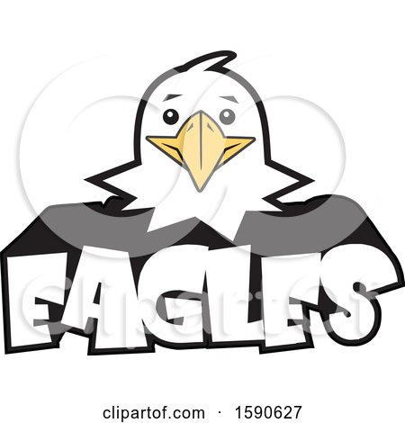 Clipart of a Bald Eagle Mascot over Text - Royalty Free Vector Illustration by Johnny Sajem