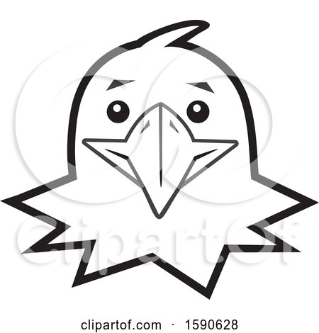 Clipart of a Black and White Eagle Mascot Face - Royalty Free Vector Illustration by Johnny Sajem