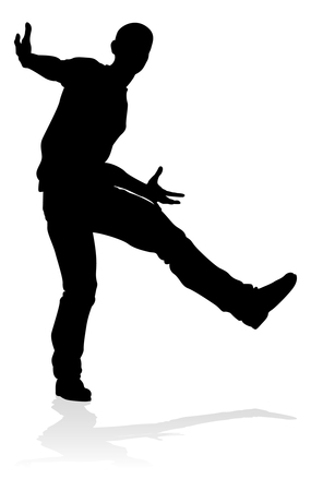 Download Clipart of a Silhouetted Male Dancer, with a Reflection or ...