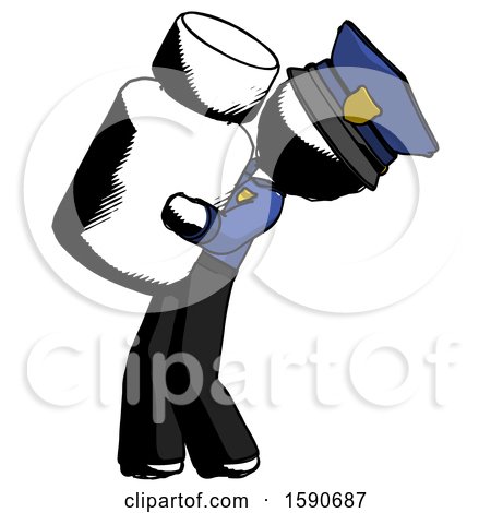 Ink Police Man Holding Large White Medicine Bottle by Leo Blanchette