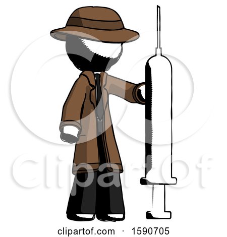 Ink Detective Man Holding Large Syringe by Leo Blanchette