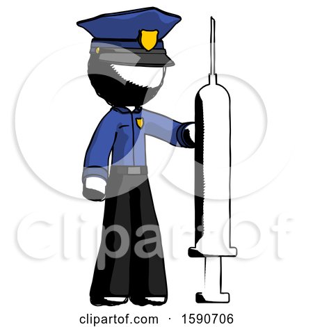 Ink Police Man Holding Large Syringe by Leo Blanchette