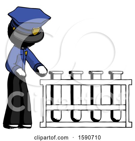 Ink Police Man Using Test Tubes or Vials on Rack by Leo Blanchette