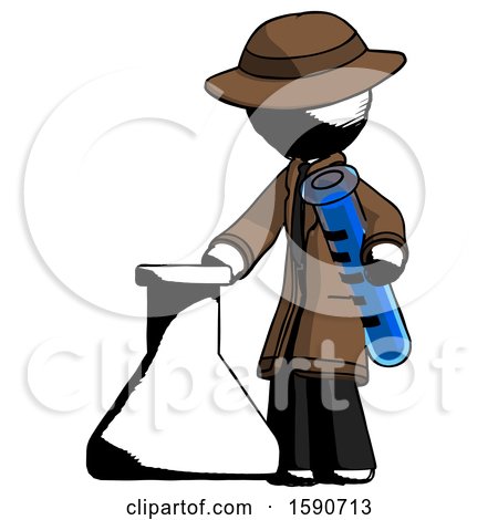 Ink Detective Man Holding Test Tube Beside Beaker or Flask by Leo Blanchette