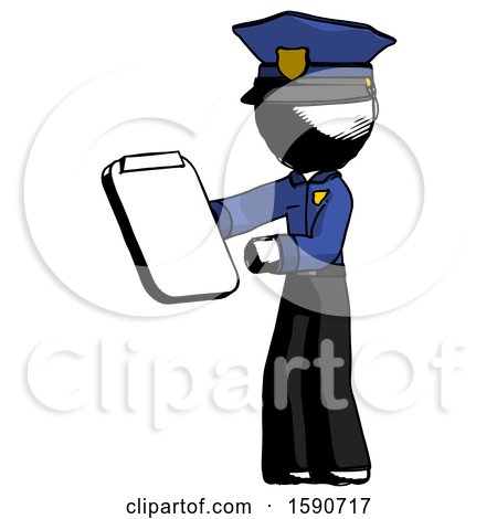 Ink Police Man Reviewing Stuff on Clipboard by Leo Blanchette