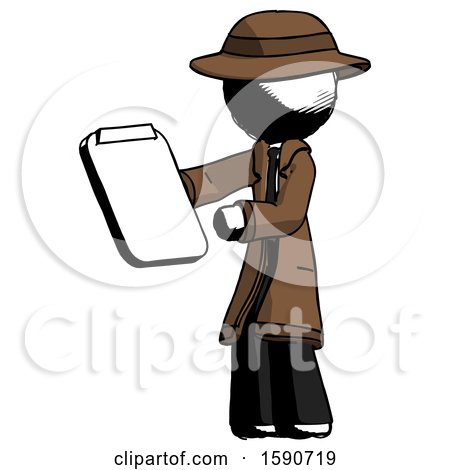 Ink Detective Man Reviewing Stuff on Clipboard by Leo Blanchette