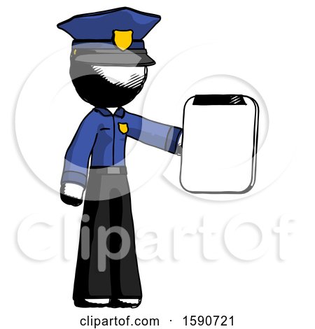 Ink Police Man Showing Clipboard to Viewer by Leo Blanchette