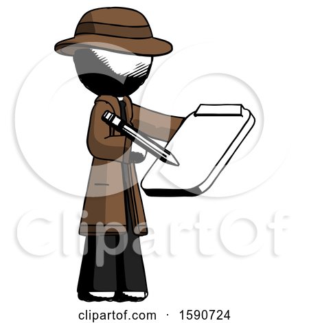 Ink Detective Man Using Clipboard and Pencil by Leo Blanchette
