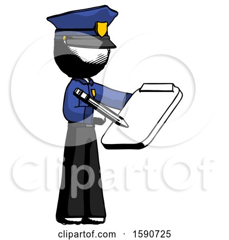 Ink Police Man Using Clipboard and Pencil by Leo Blanchette